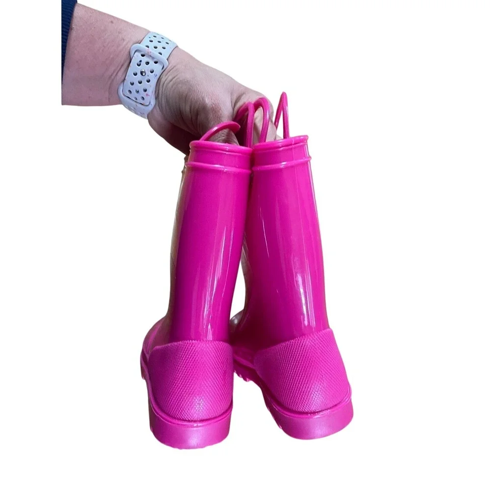 Stormy Mountain Pink Rubber Rain Boots‎ Size 11M Waterproof pull On Handles